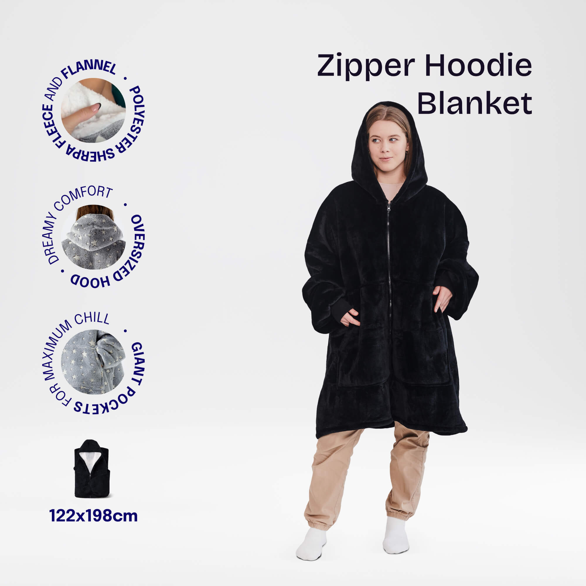 Polarowy kocobluz zapinany